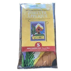 Rain Or Shine Welcome Birdhouse Mistletoe Winter Appliqué Garden Flag 11"x15"